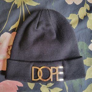 DOPE Black Beanie with Metal Hardware